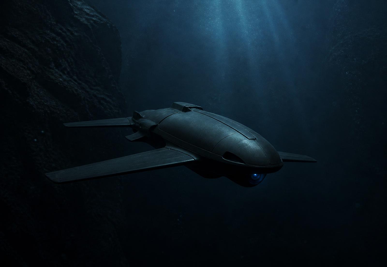 Bio-inspired autonomous underwater platform gliding through dark water