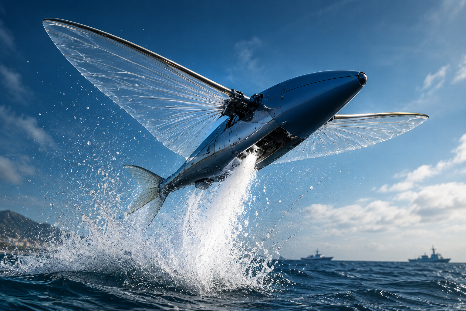 Hydrogliss platform breaching the ocean surface during a launch test